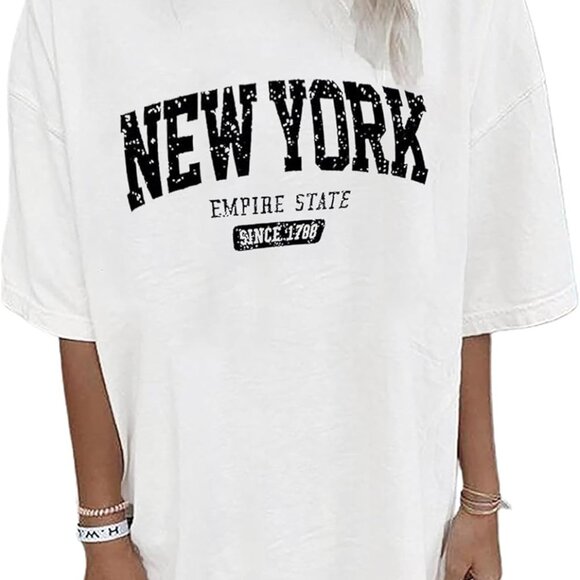 Oversized T Shirts for Women Short Sleeve Summer Loose Vintage Graphic Tees - Picture 1 of 5